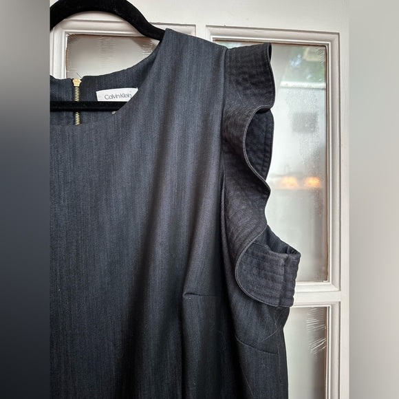 Calvin Klein Denim Flutter Sleeve Jumpsuit Navy Women’s Plus Size 18W Wide Leg - Picture 8 of 16